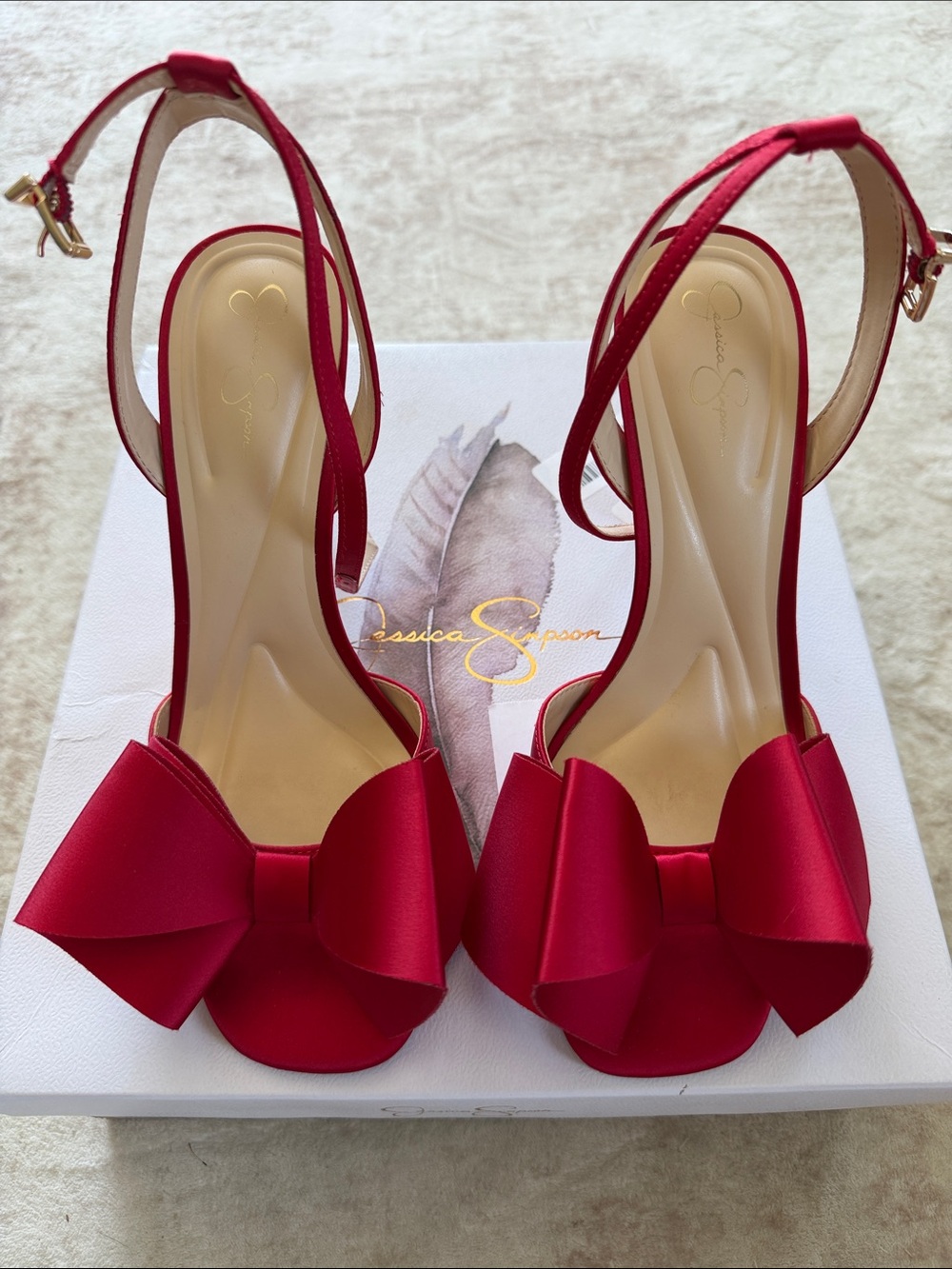 Jessica Simpson Women's Olivine Bow Heeled Sandal Red Size 8.5